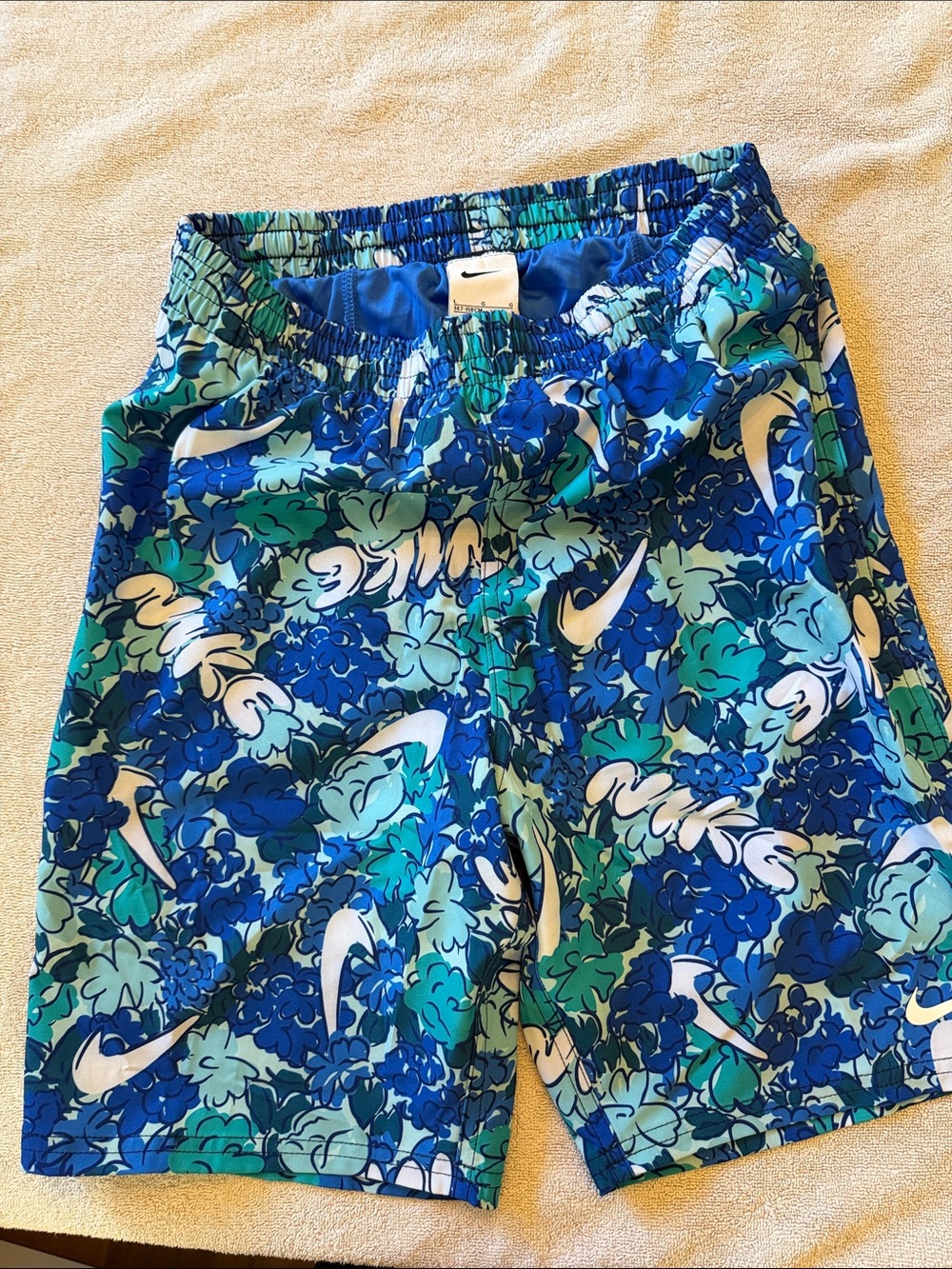 Nike Blue Green Floral Men's Swim Trunks